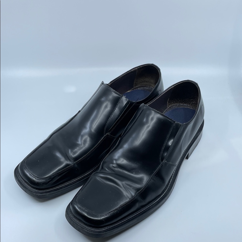 Black leather dress loafers